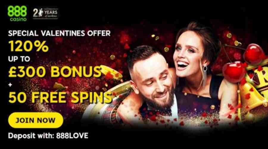 888 casino Valentines Day Welcome Bonus