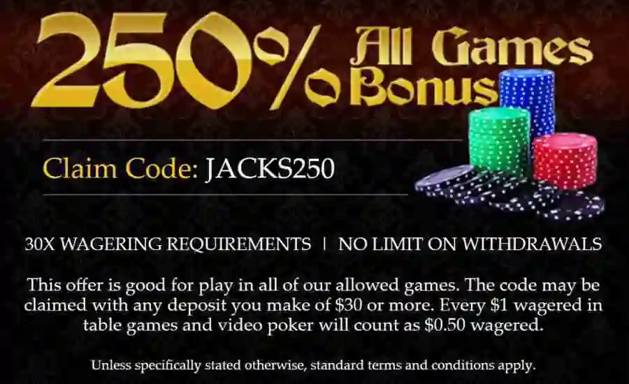 Captain Jack Casino All Games Bonus