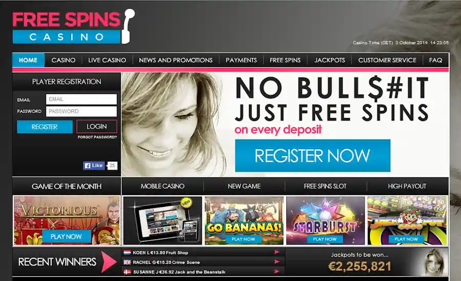 Free Spins Casino Screenshot