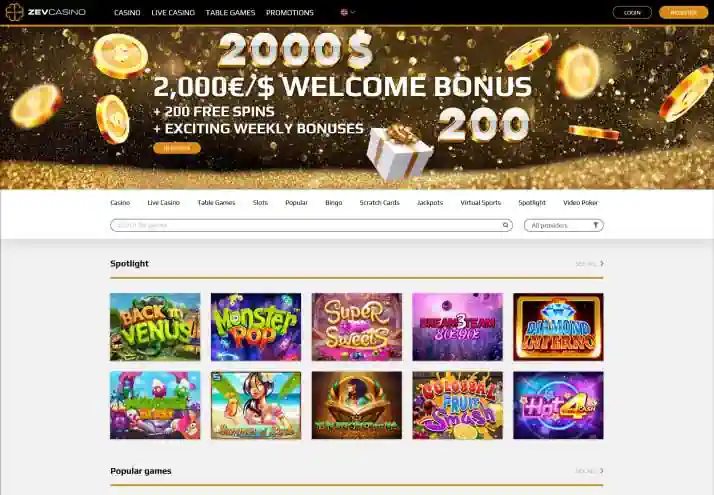 ZevCasino Casino Screenshot