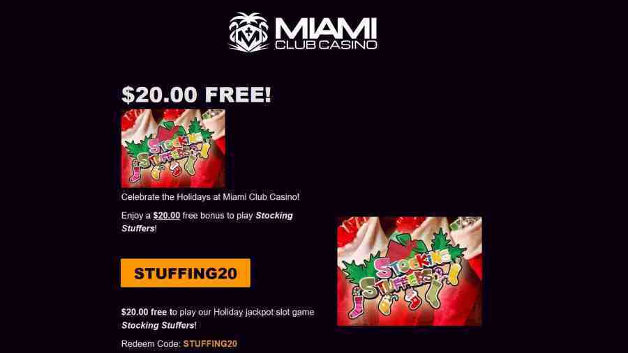 Miami Club Casino Stocking Stuffers Bonus