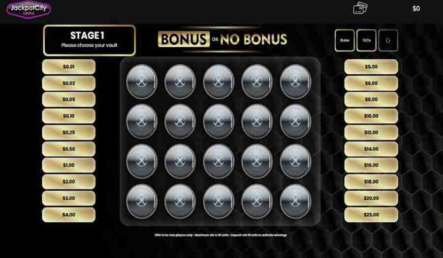 Jackpotcity Bonus Or No Bonus Game