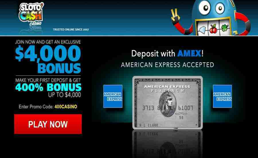 SlotoCash AMEX Deposit Bonus