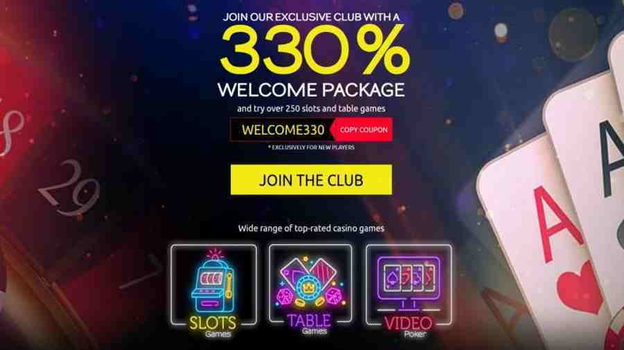 Club Player 330% Welcome Bonus: WELCOME330