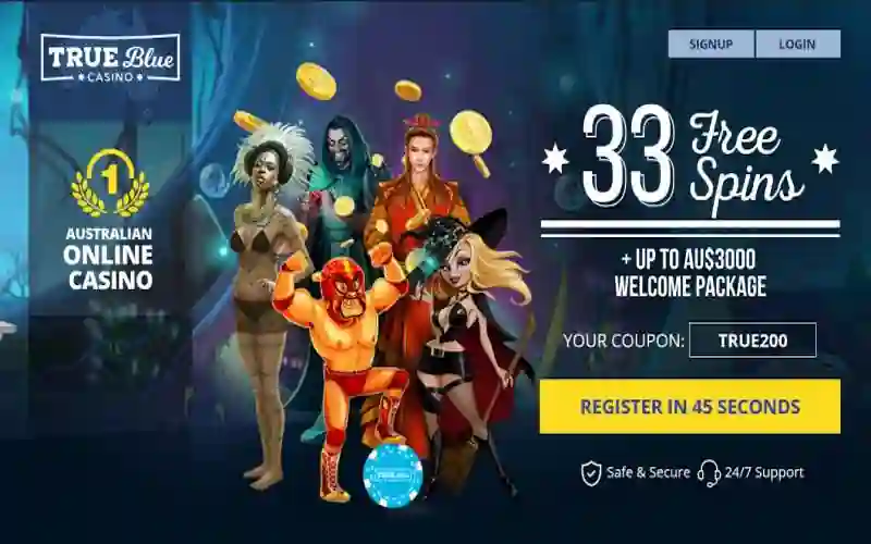 True Blue Welcome Bonus Free Spins Code
