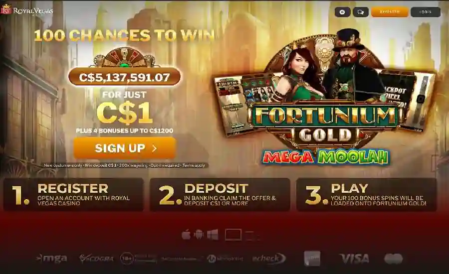 Royal Vegas Casino Fortunium Gold spins