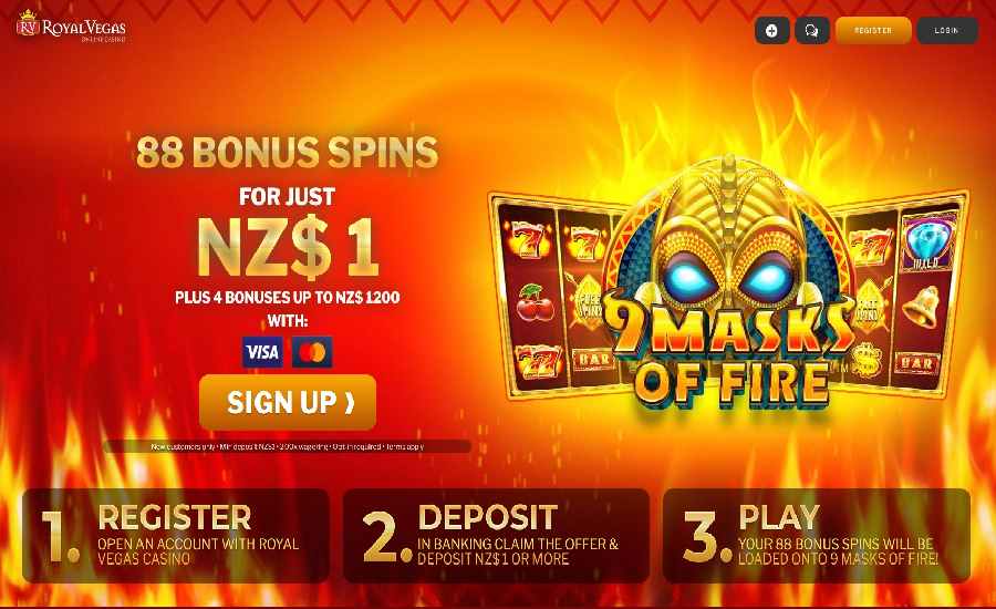 Royal Vegas 9 Masks of Fire Free Spins