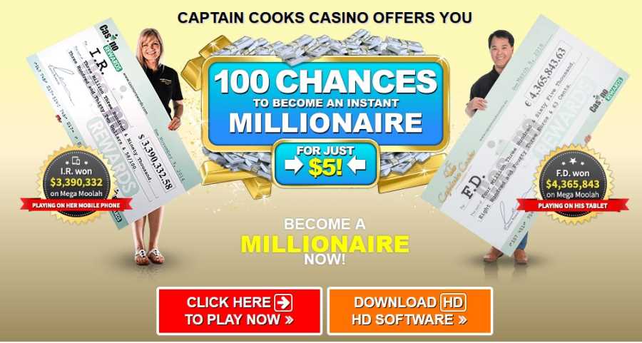 Kasino Captain Cooks 100 Peluang untuk Menang seharga $5