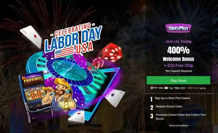 Slots Plus Labour day Bonus Code LDY20C