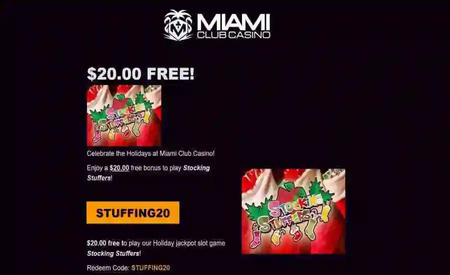 Miami Club Casino Stocking Stuffers Bonus