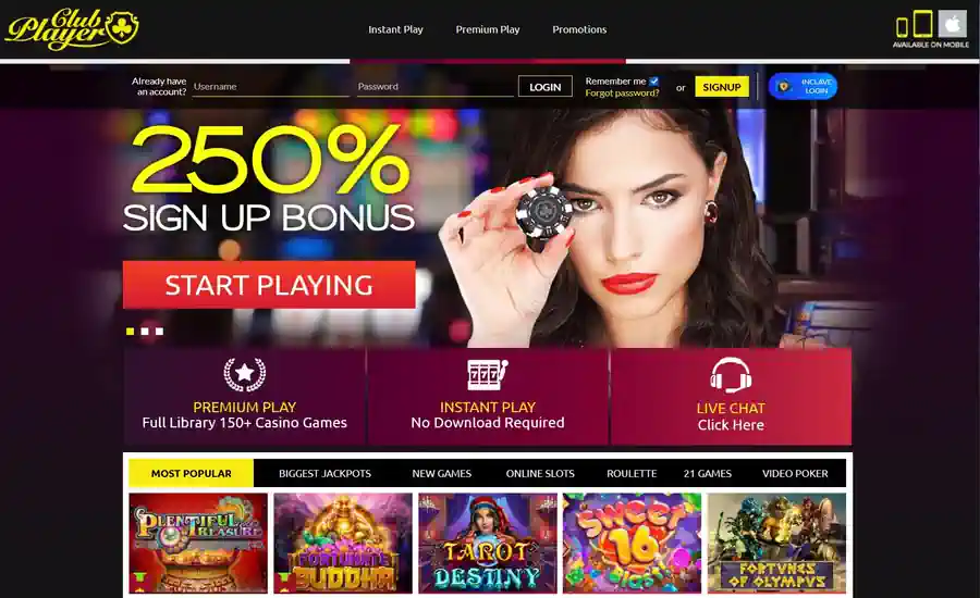 Club Player Casino Screenshot