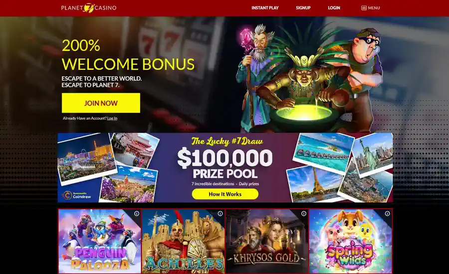 Planet7 casino screenshot