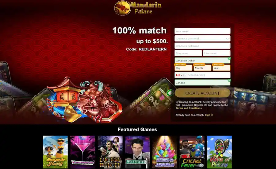 Mandarin Palace Casino Screenshot