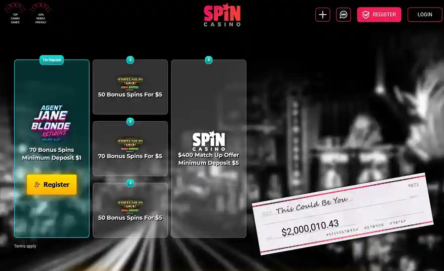 Spin Casino Jane Blonde free spins