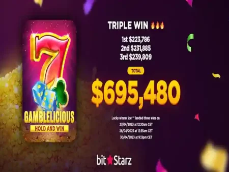 Bitstarz astonishing triple win on Gamblelicious Slot