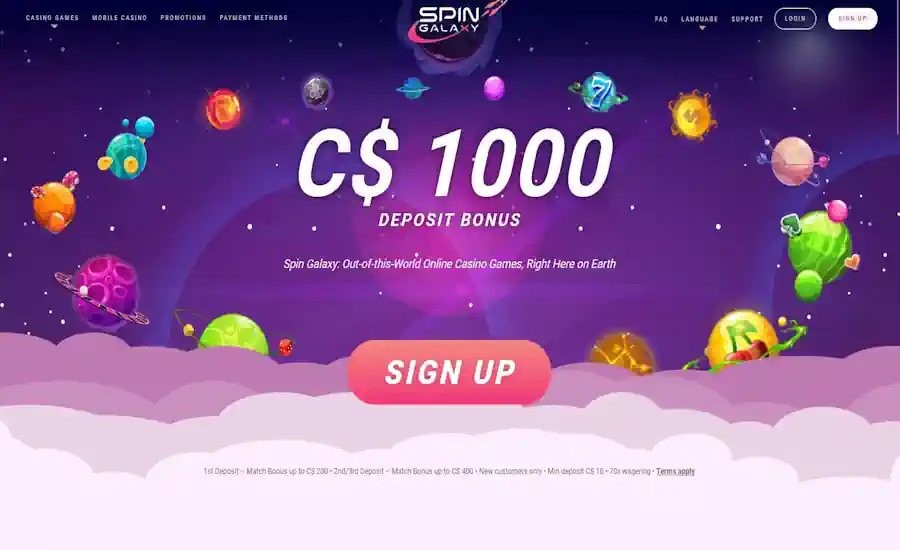 Spin Galaxy welcome bonus