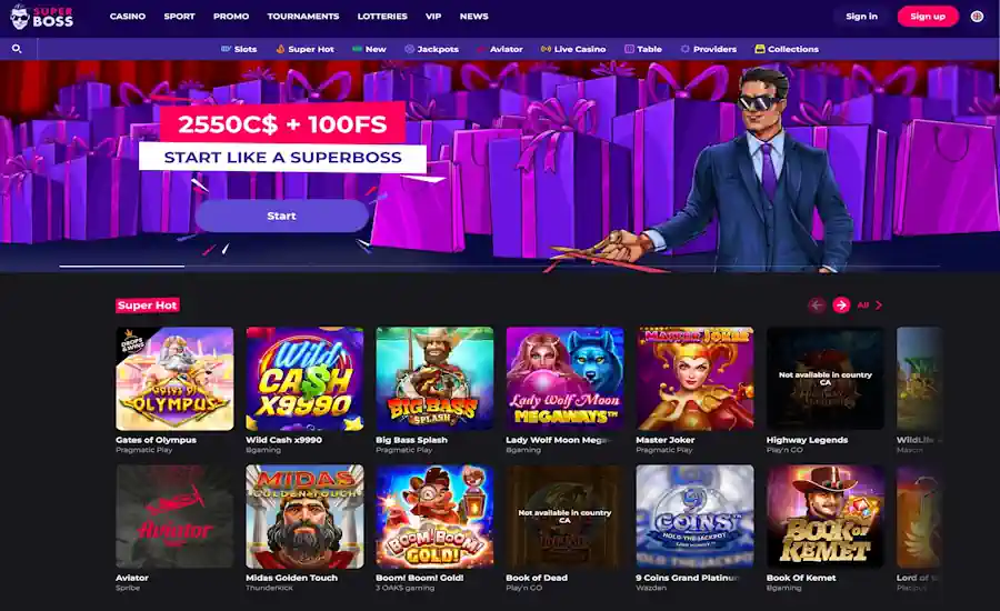 SuperBoss Casino Screenshot