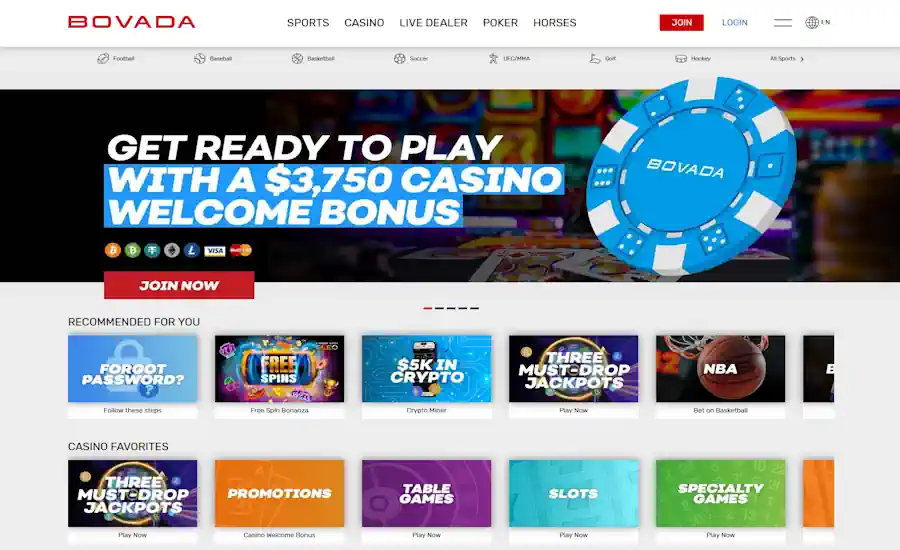 Bovada Casino Screenshot