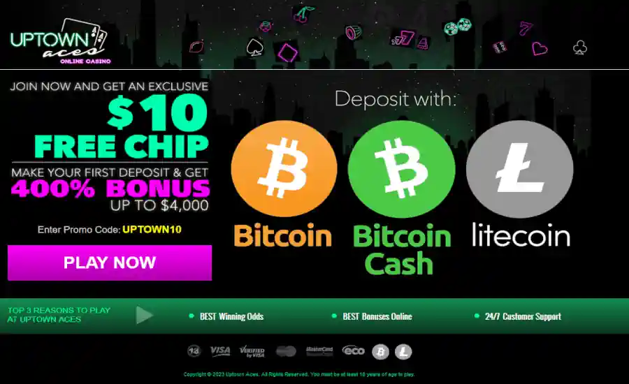 Uptown Aces $10 Free Bitcoin Chip