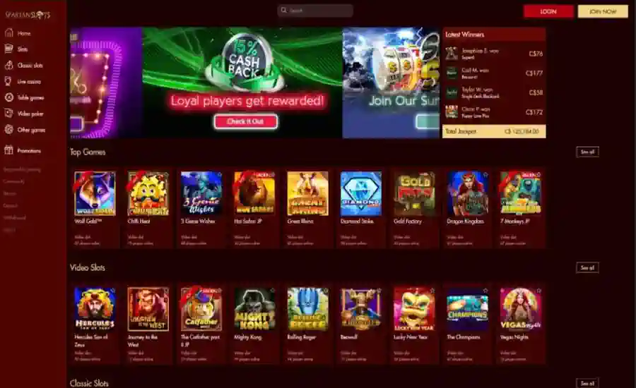 Spartan Slots Casino Screenshot