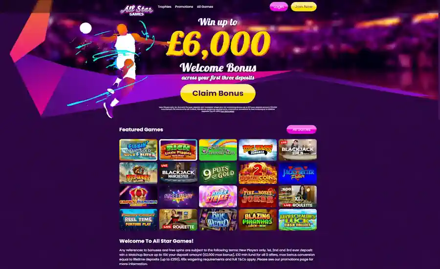All Star Games Casino Screenshot