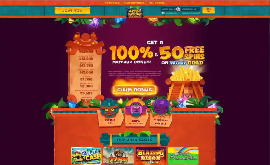 Aztec Wins Casino Screenshot