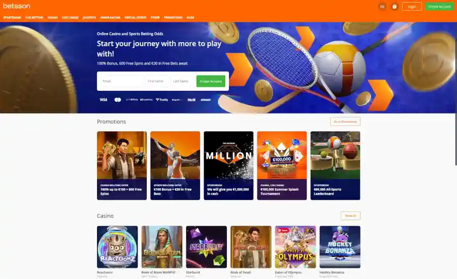 Betsson Casino Screenshot