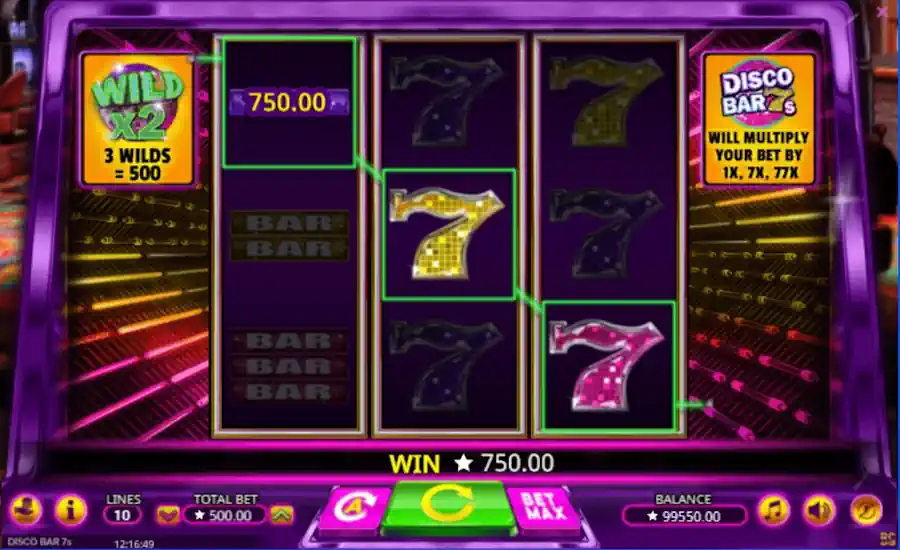 Disco Bar 7s Game win