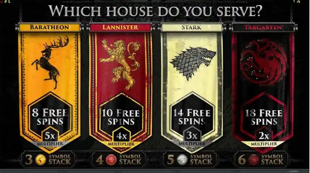 Game of thrones Free Spins Selection Screenshot