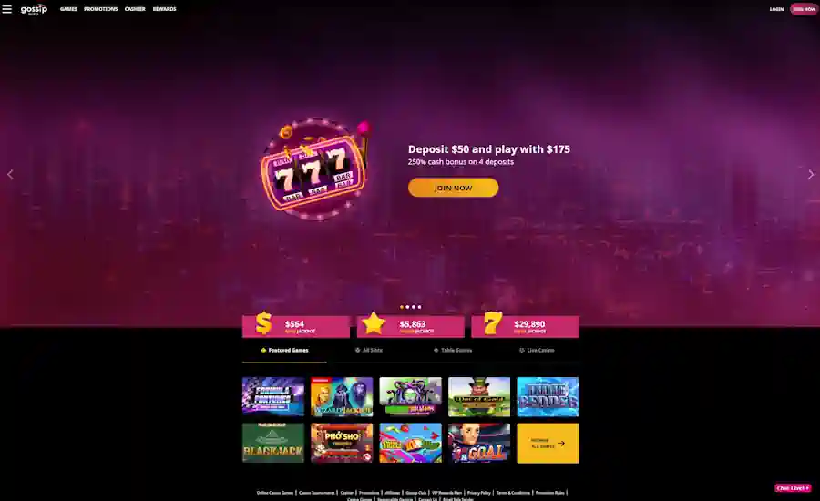 Gossip Slots Casino Screenshot