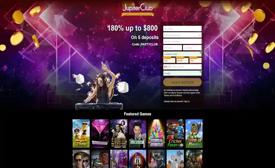 Jupiter Club Casino Screenshot