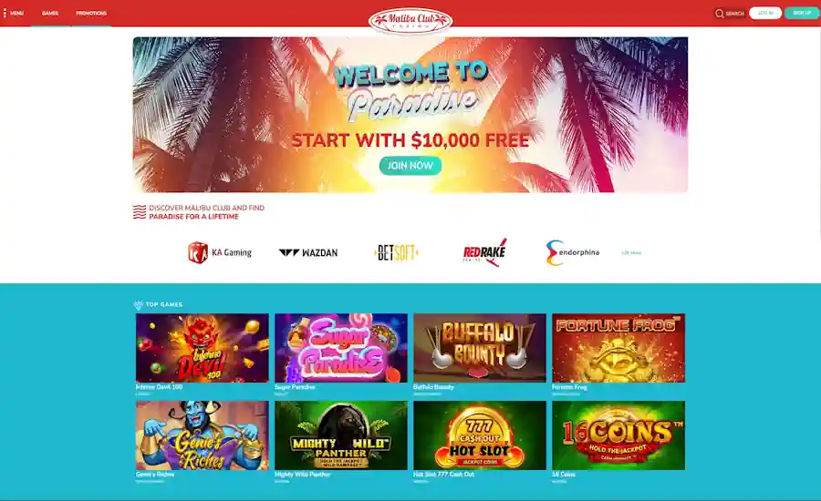 Malibu Club Casino Screenshot