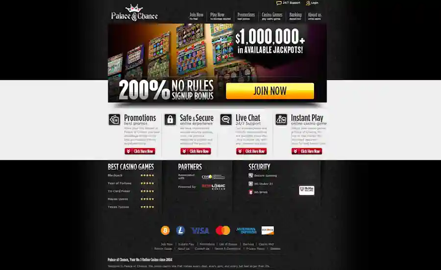 Palace of Chance Casino Screenshot