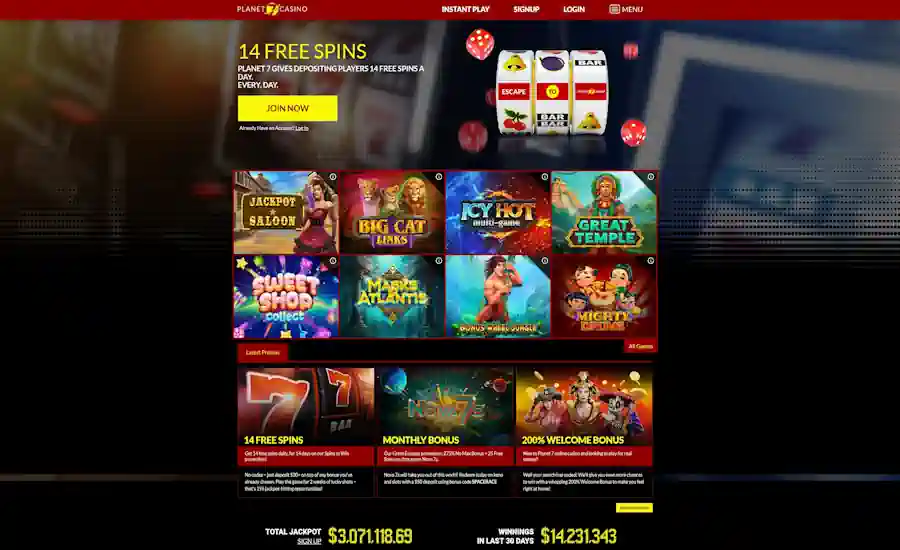 Planet 7 Casino Screenshot