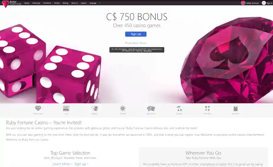 Ruby Fortune Casino Screenshot