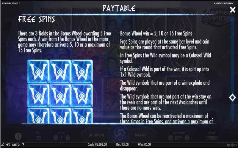 Asgardian Stones Free Spins feature