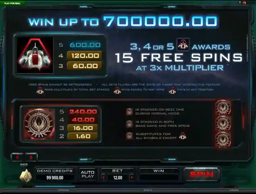 Battlestar Galactica Free Spins Features