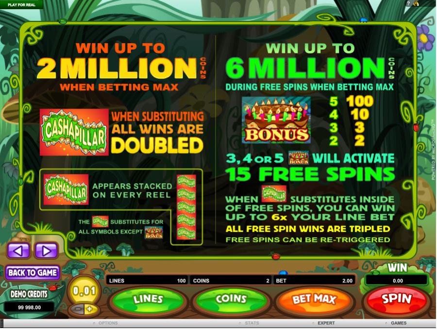 Cashapillar Bonus Features