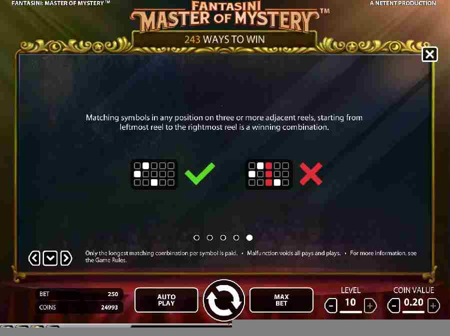 Master of Mystery Win Combination table
