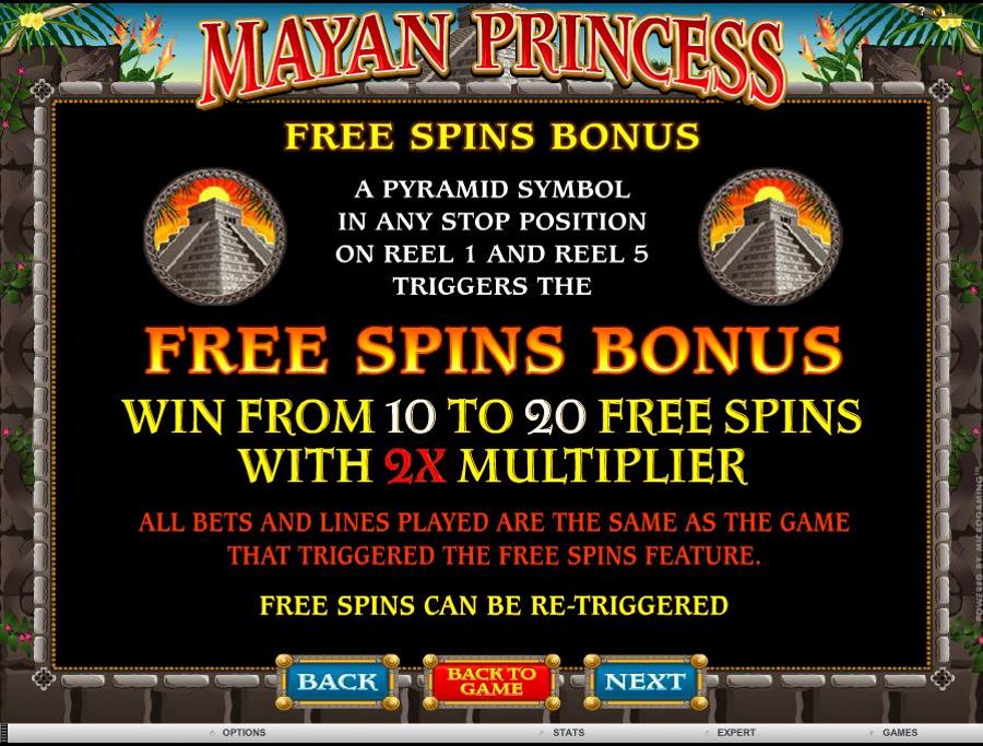 Mayan Princess Free Spins Feature