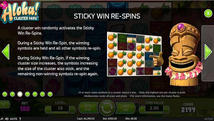 Aloha Cluster Pays Sticky Re Wins Table