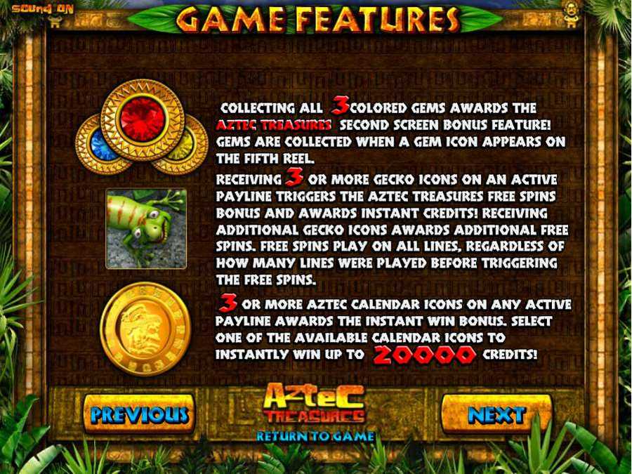 Aztec Treasure Game Bonus Features