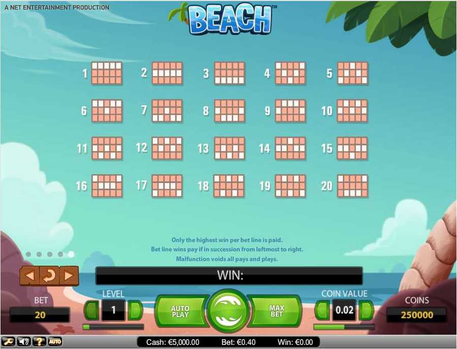 Beach Win Pay Lines