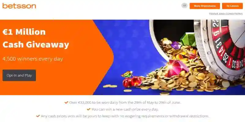 Betsson €1 Million Cash Drop Betsson €1 Million Cash Drop Giveaway