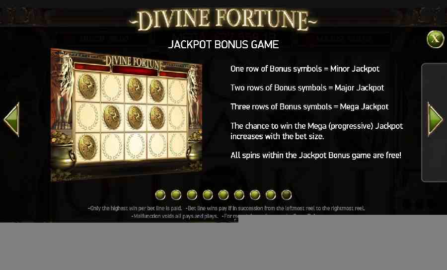 Divine Fortune  Jackpot Bonus Game 