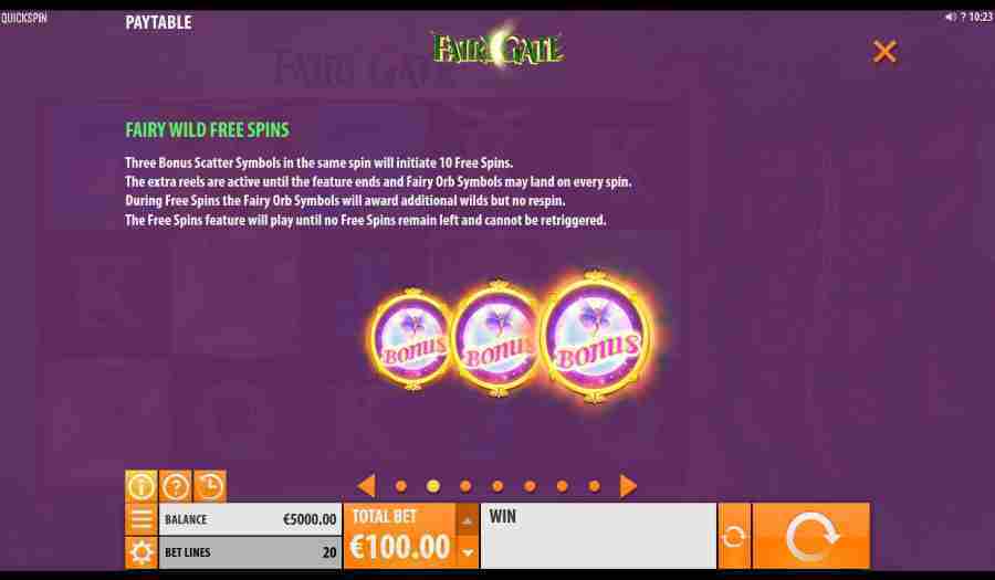 Fairy Gate Wild Free Spins Feature