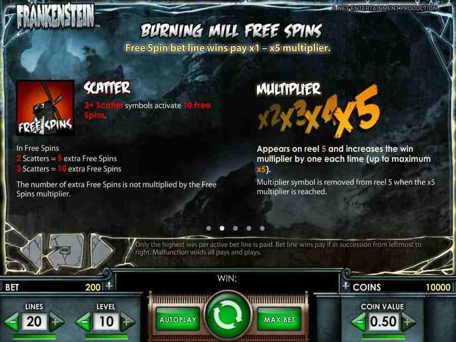Frankenstein Burning Mill Free Spins