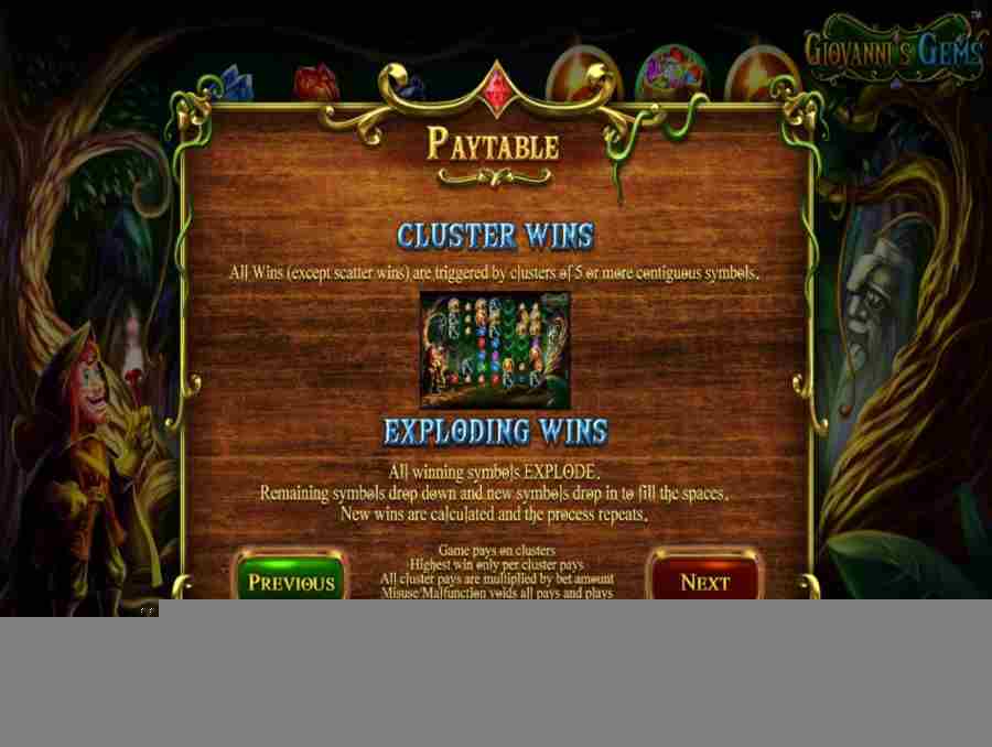 Giovannis Gems Cluster Wins Feature