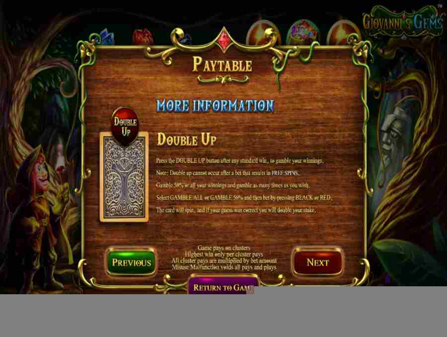 Giovannis Gems Double up Feature