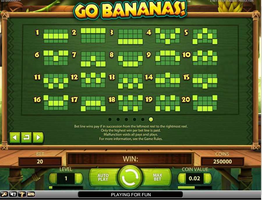 Pay table Go Bananas